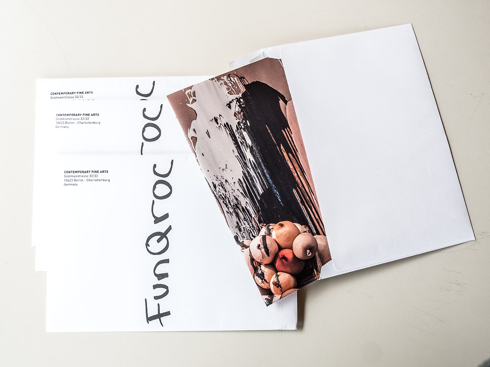 FunQroc - Sarah Lucas - A3 poster envelope open